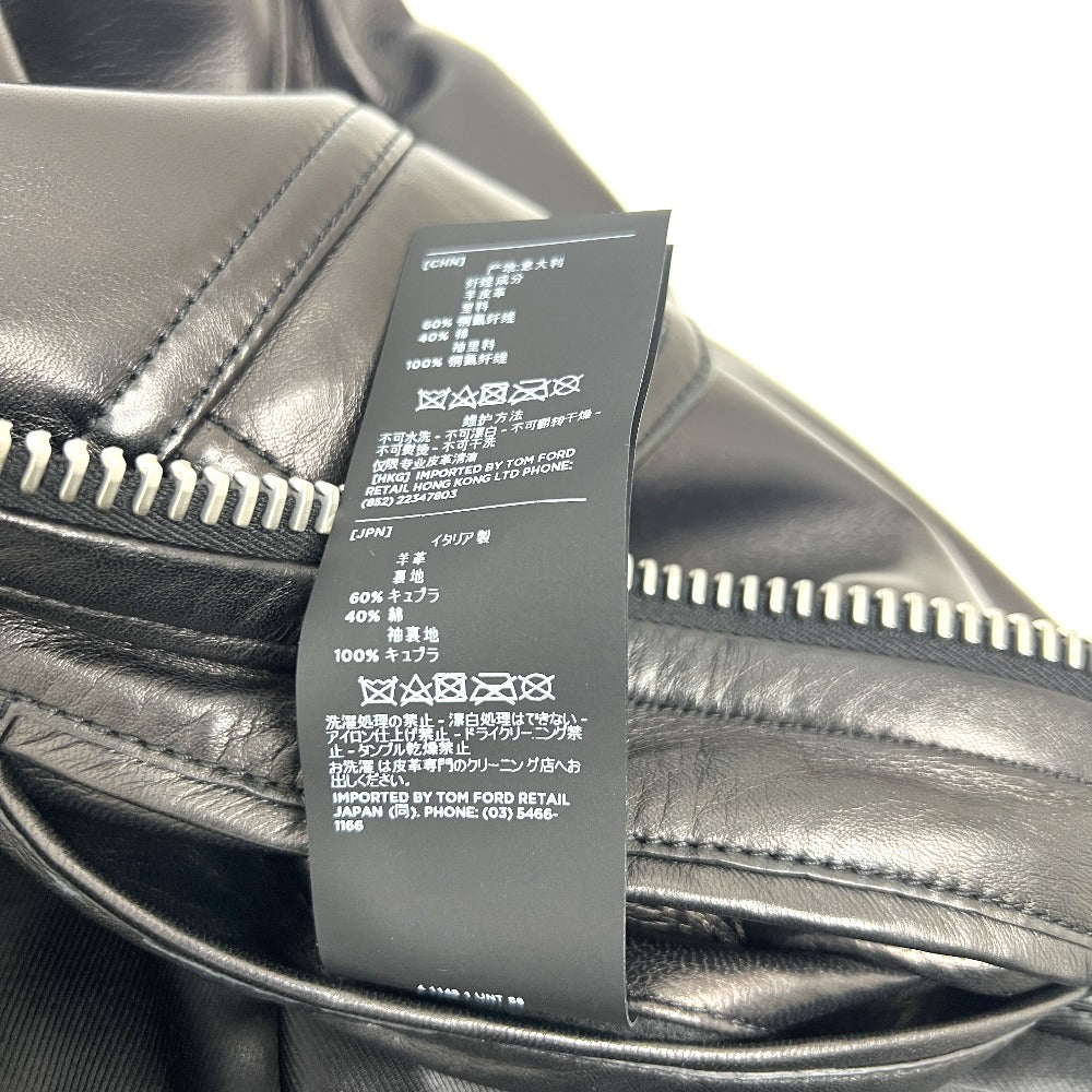 TOM FORD BA408 TFL968 Zip-Up Blouson Outerwear Rider's Jacket in Lambskin Leather, Black, Men's