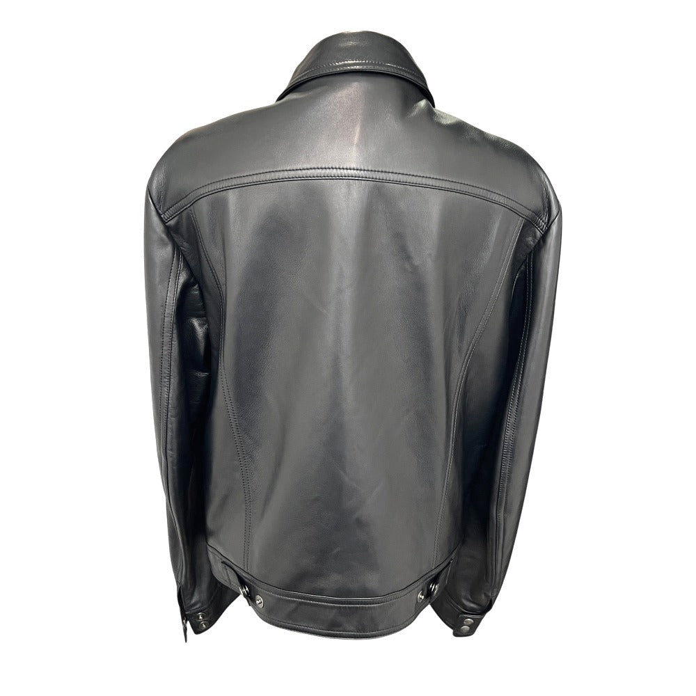 TOM FORD BA408 TFL968 Zip-Up Blouson Outerwear Rider's Jacket in Lambskin Leather, Black, Men's