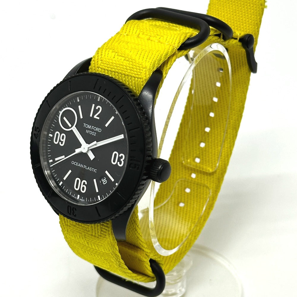 TOM FORD No.002 Ocean Plastic Sports Timepiece Automatic Wristwatch SS Black Used