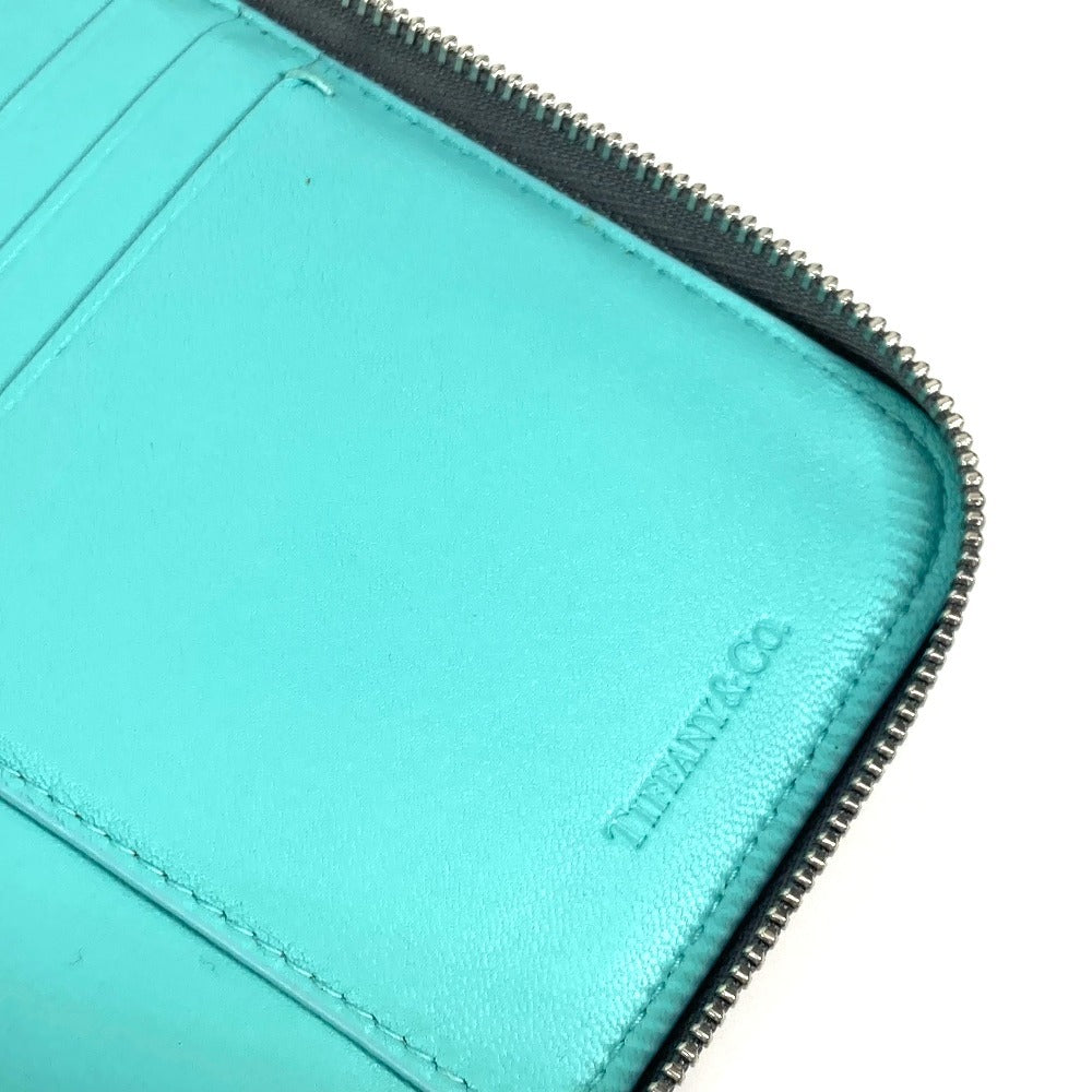 TIFFANY&Co. Smartphone pouch Card Case Business card holder Pass case logo Zip Around Pouch Leather gray Used