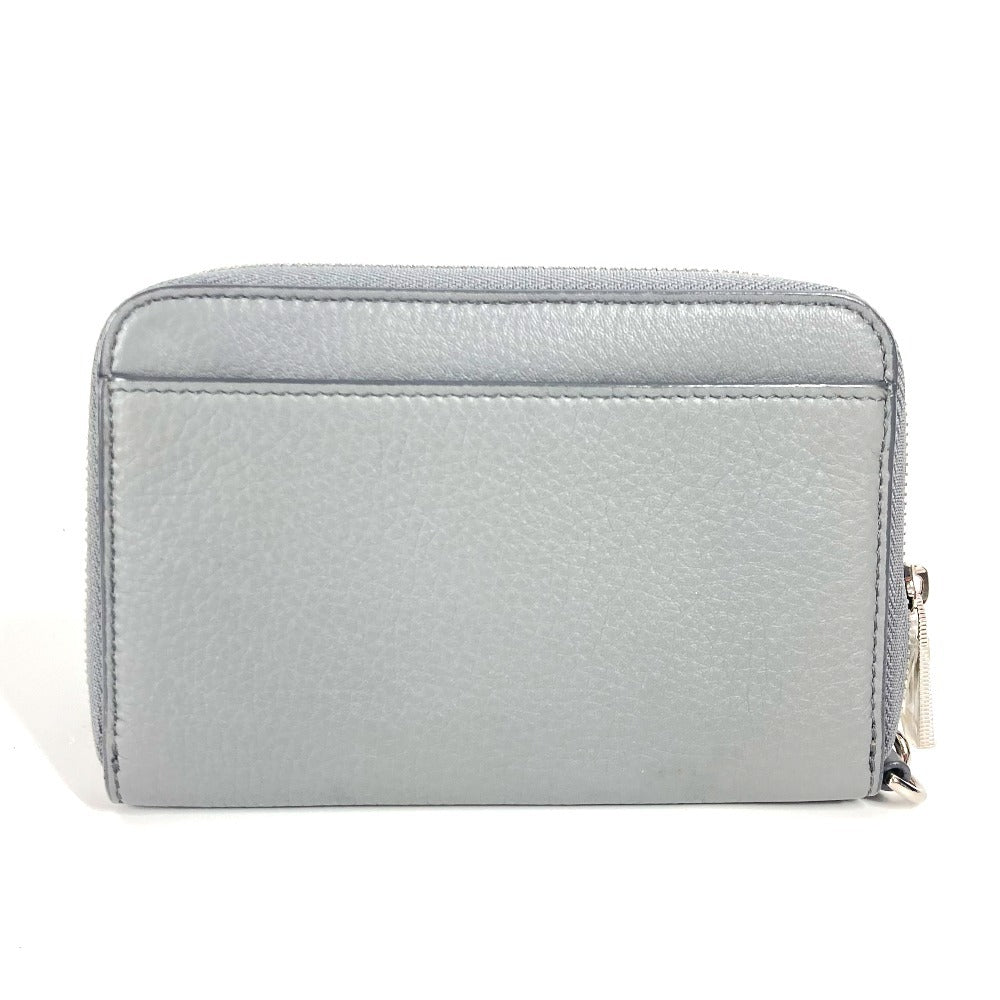 TIFFANY&Co. Smartphone pouch Card Case Business card holder Pass case logo Zip Around Pouch Leather gray Used