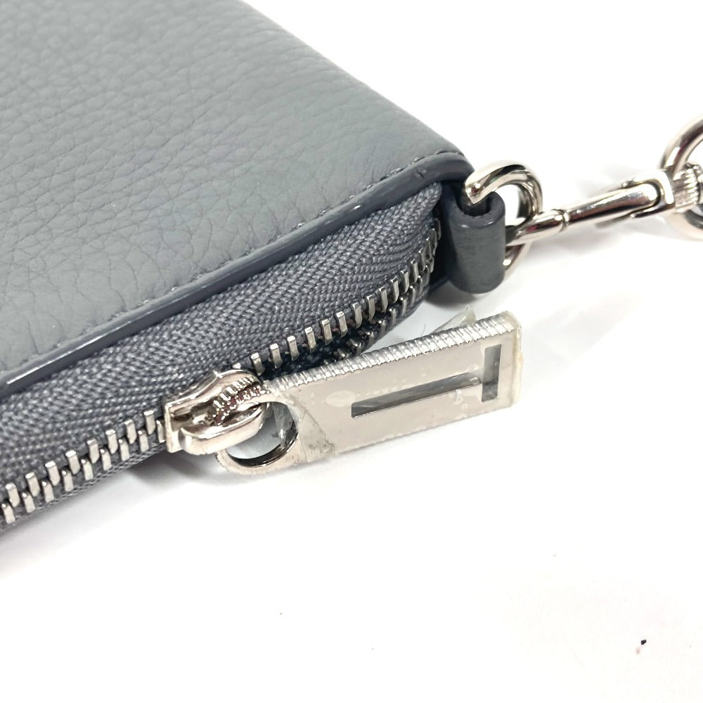 TIFFANY&Co. Smartphone pouch Card Case Business card holder Pass case logo Zip Around Pouch Leather gray Used