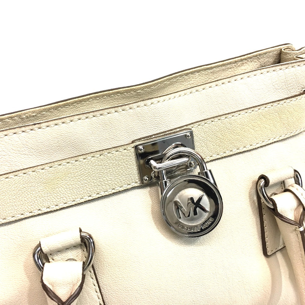 Michael Kors Hamilton Satchel Chain Tote Bag, Shoulder Bag, 2-Way Bag, Leather Tote Bag, Women's, Off-White