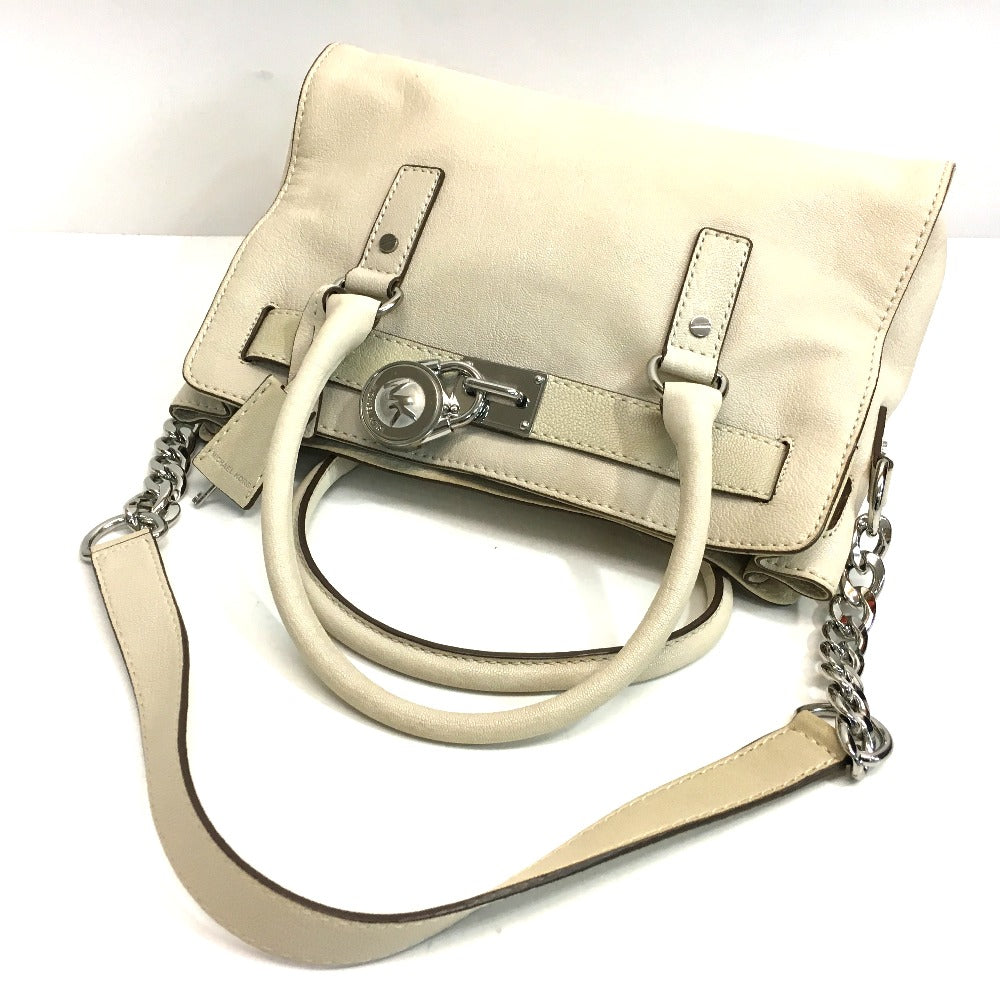 Michael Kors Hamilton Satchel Chain Tote Bag, Shoulder Bag, 2-Way Bag, Leather Tote Bag, Women's, Off-White