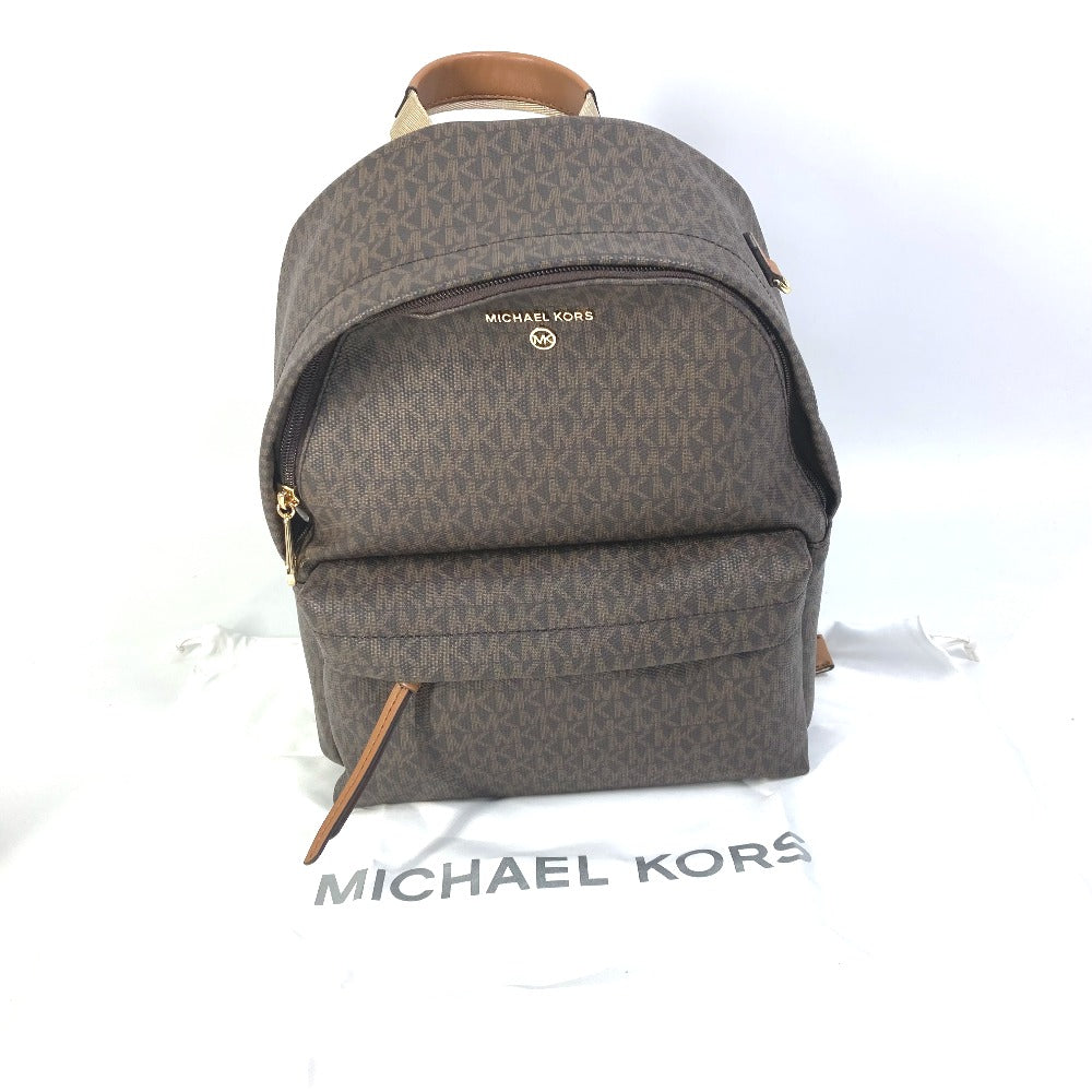Michael Kors Monogram SLATER Backpack (30T0G04B6B) in PVC and Leather, Unisex, Brown