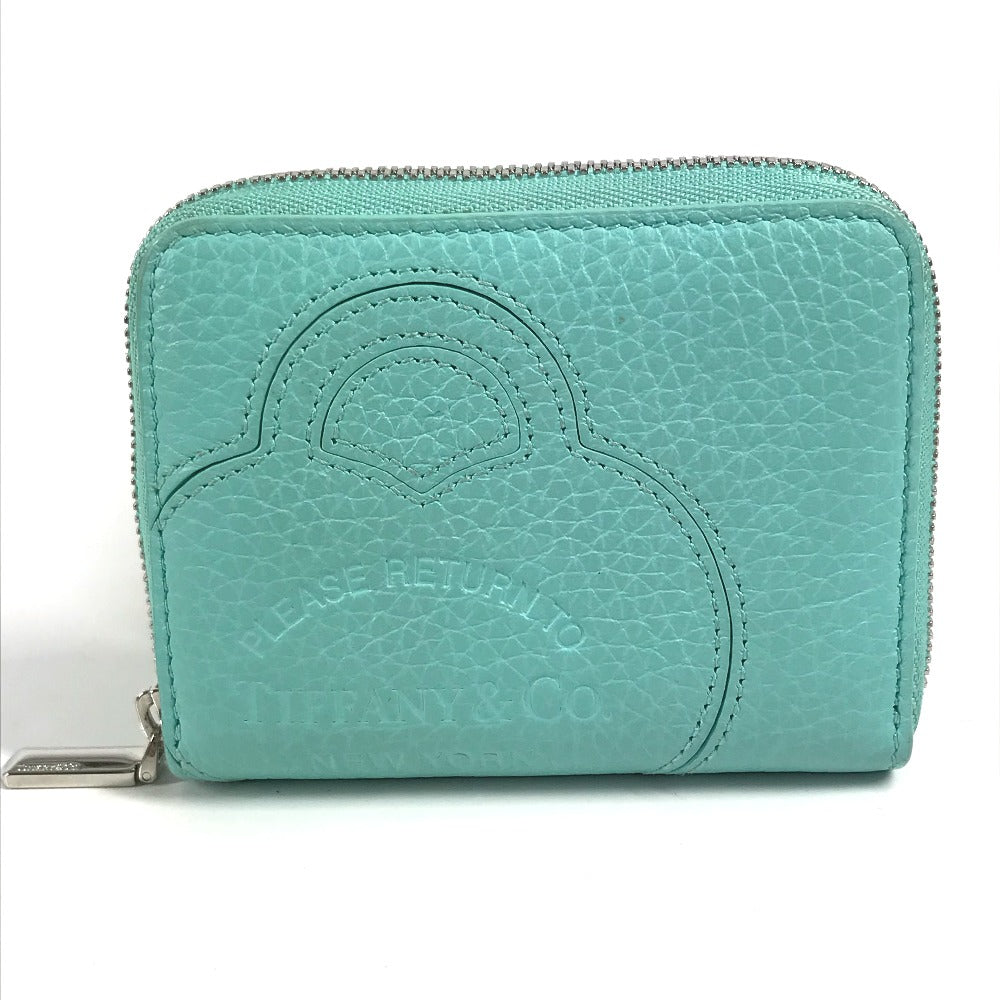TIFFANY&Co. コンパクトウォレット リターントゥティファニー 財布 小銭入れ ハート ラウンドファスナー コインケース レザー レディース ブルー