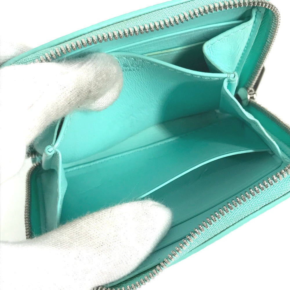 TIFFANY&Co. コンパクトウォレット リターントゥティファニー 財布 小銭入れ ハート ラウンドファスナー コインケース レザー レディース ブルー