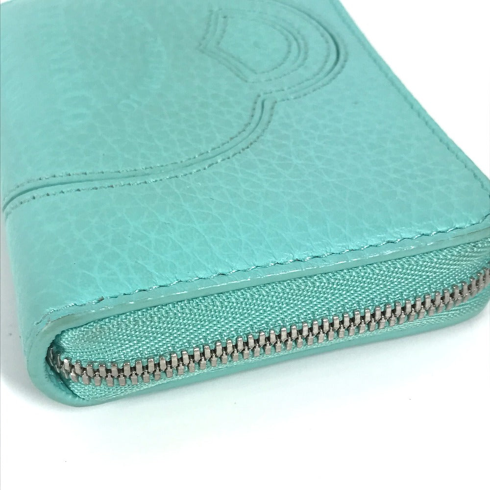 TIFFANY&Co. コンパクトウォレット リターントゥティファニー 財布 小銭入れ ハート ラウンドファスナー コインケース レザー レディース ブルー