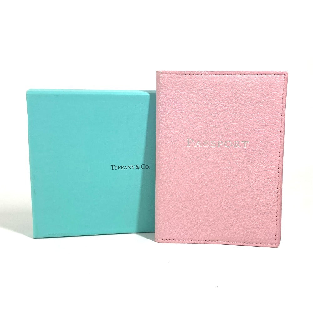 TIFFANY&Co. ロゴ パスポートカバー ステーショナリー パスポートケース レザー レディース ピンク