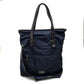 FURLA Tote Bag, Shoulder Bag, Nylon/Leather, Women's, Navy x Dark Brown