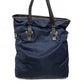 FURLA Tote Bag, Shoulder Bag, Nylon/Leather, Women's, Navy x Dark Brown