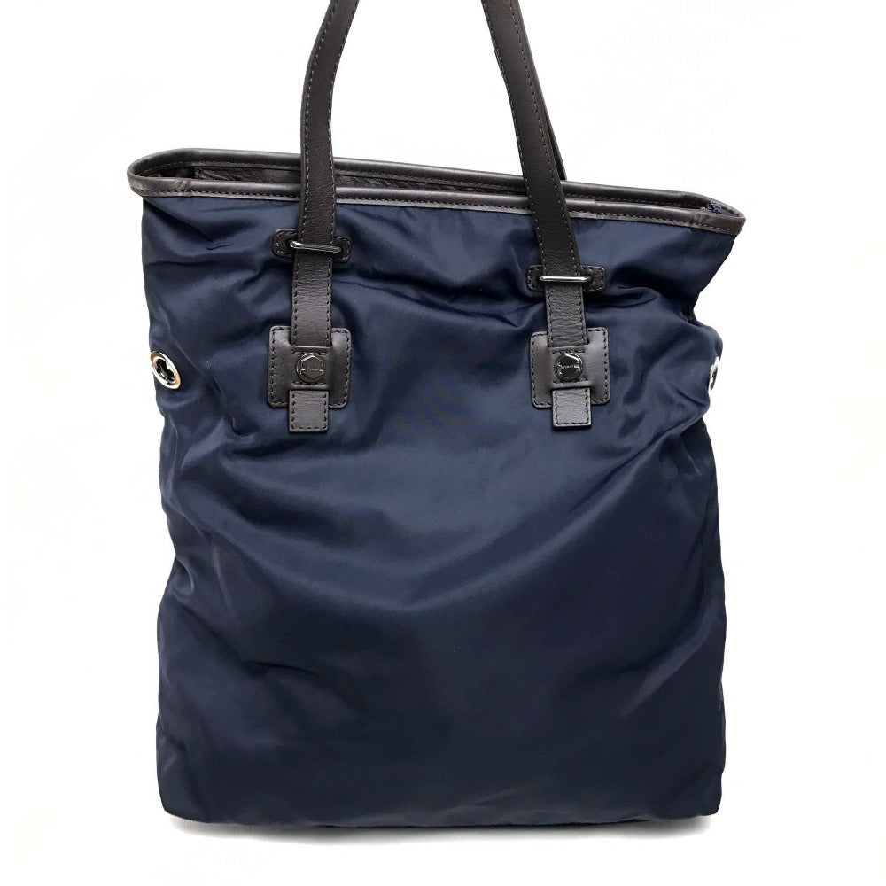 FURLA Tote Bag, Shoulder Bag, Nylon/Leather, Women's, Navy x Dark Brown