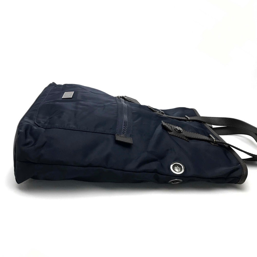 FURLA Tote Bag, Shoulder Bag, Nylon/Leather, Women's, Navy x Dark Brown