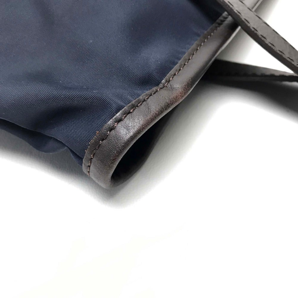 FURLA Tote Bag, Shoulder Bag, Nylon/Leather, Women's, Navy x Dark Brown