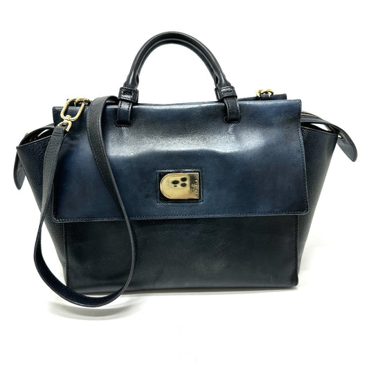 FURLA ターンロック エマトート 2WAY カバン バッグ ショルダーバッグ トートバッグ レザー レディース ブルー