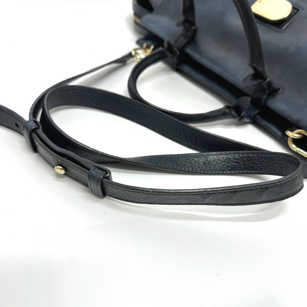 FURLA Turnlock Emma Tote, 2-Way Shoulder Bag, Leather Tote Bag, Women's, Blue