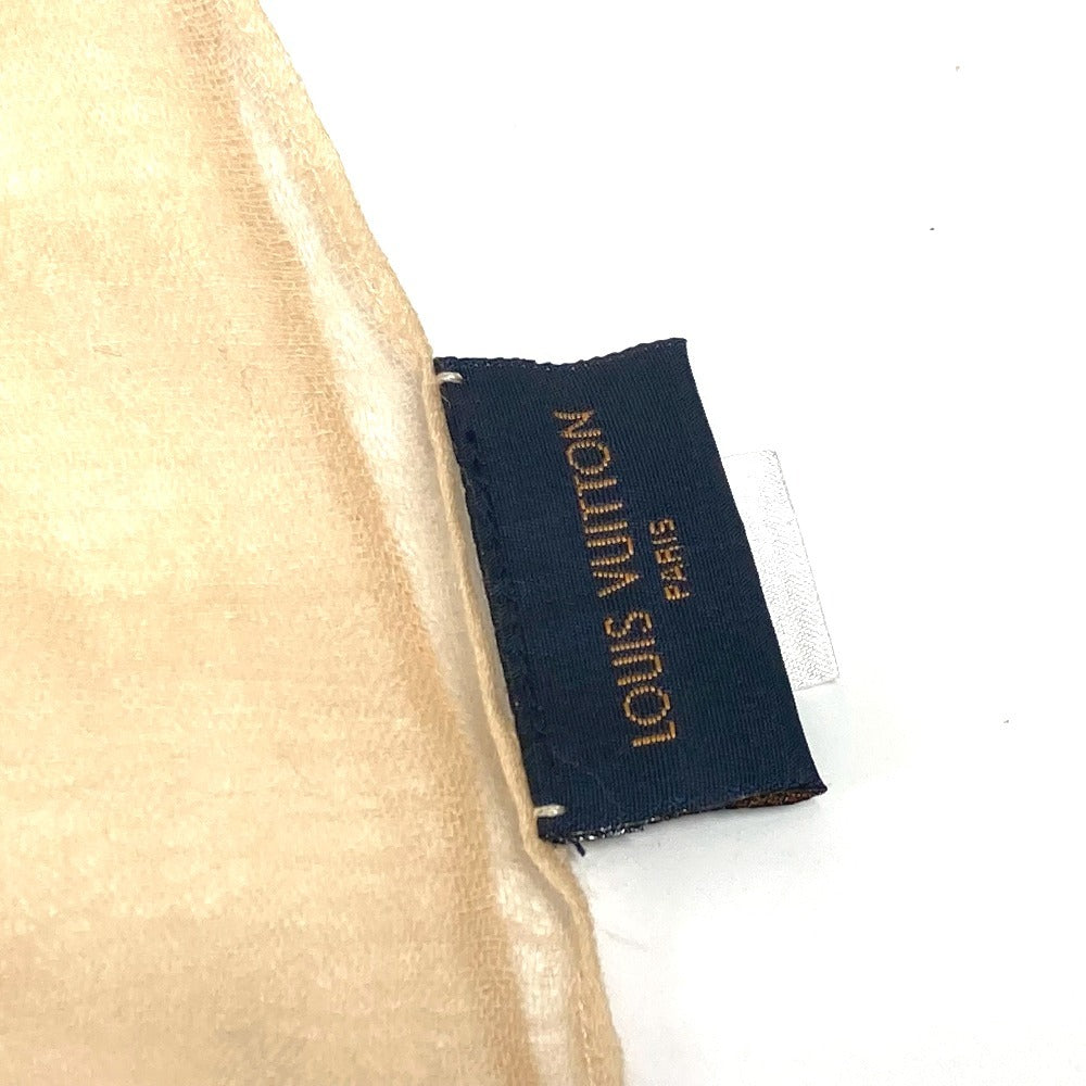 LOUIS VUITTON M70836 Fringe logo Large Stole/Shawl Muffler shawl Cashmere Beige/Black Used