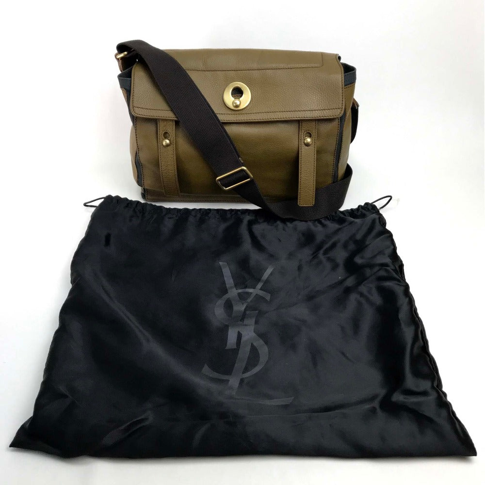 YVES SAINT LAURENT 265707 Muse Two Shoulder Bag in Canvas/Leather, Brown