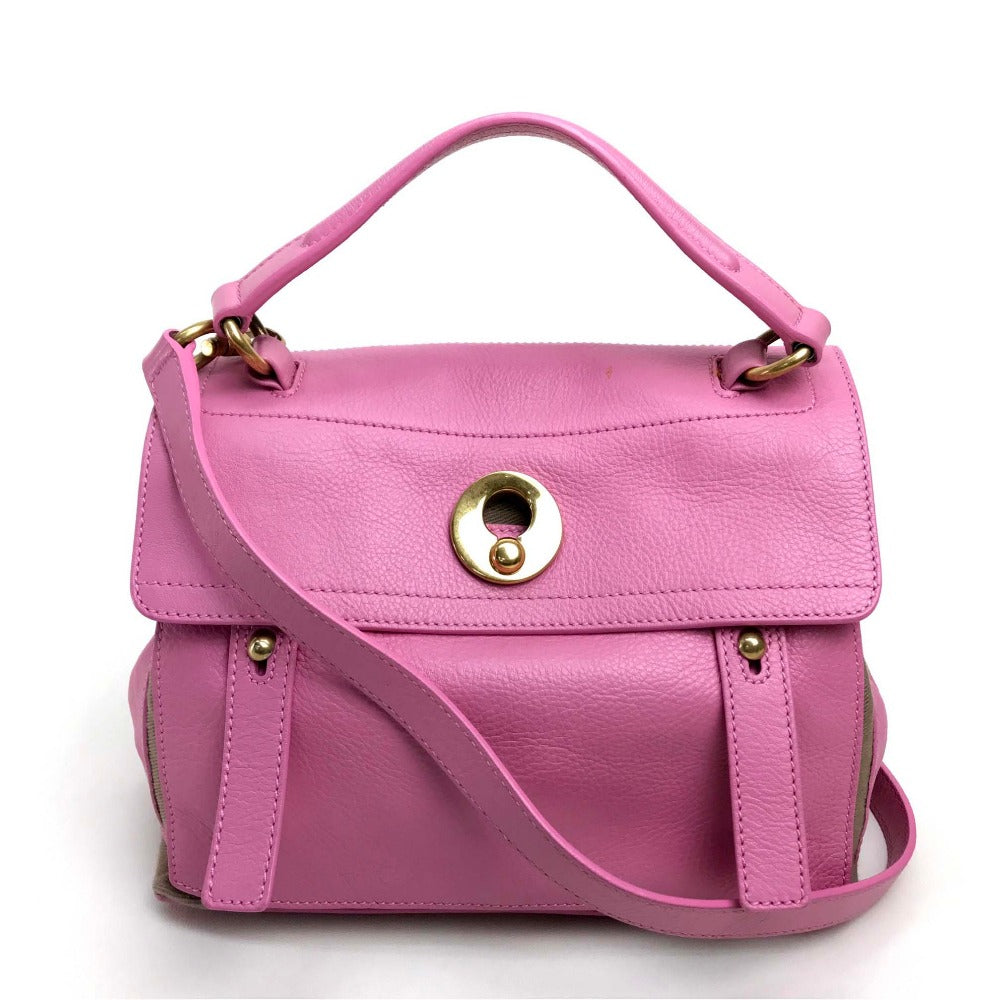 YVES SAINT LAURENT 283761 Muse Two Shoulder Bag, Crossbody Bag, 2-Way Handbag, Leather, Women's, Pink