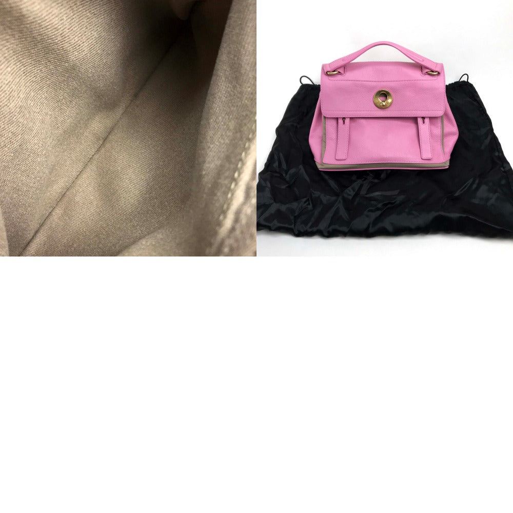 YVES SAINT LAURENT 283761 Muse Two Shoulder Bag, Crossbody Bag, 2-Way Handbag, Leather, Women's, Pink