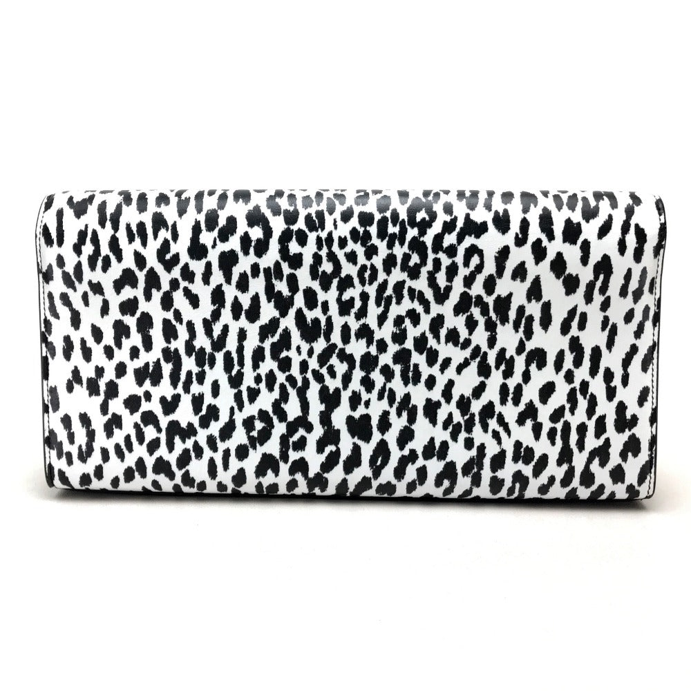 SAINT LAURENT PARIS 326079 Cassandra Leopard Print Bag, Party Bag, Second Bag, Clutch Bag, Calf Leather, Women's, White/Black
