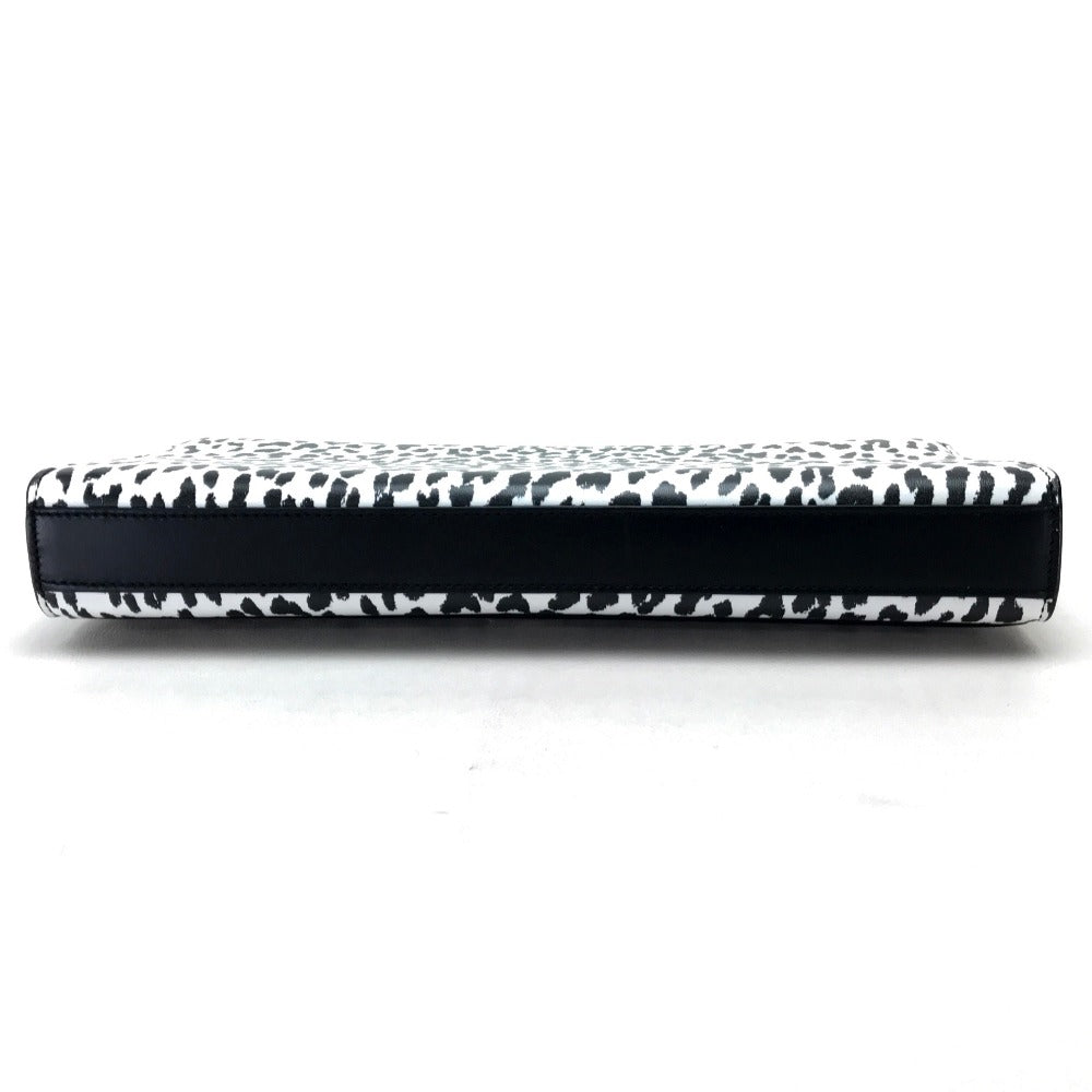 SAINT LAURENT PARIS 326079 Cassandra Leopard Print Bag, Party Bag, Second Bag, Clutch Bag, Calf Leather, Women's, White/Black