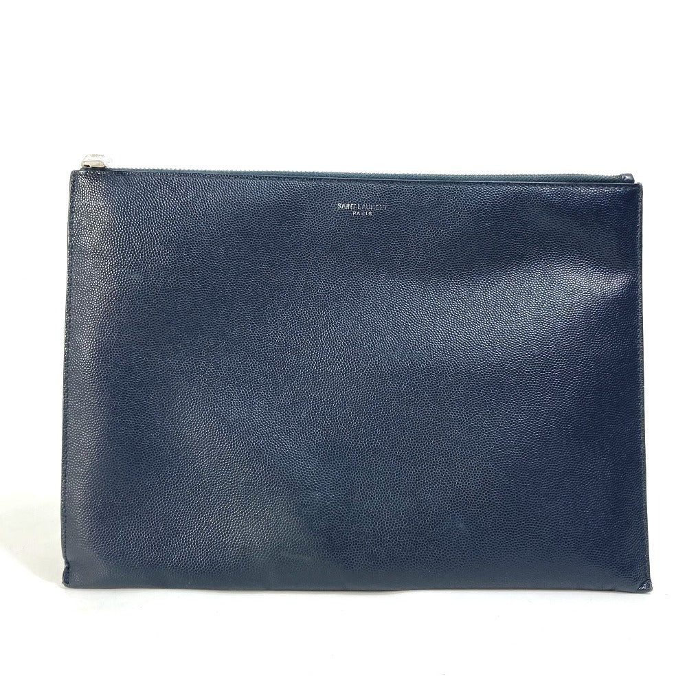SAINT LAURENT PARIS 397294 ポーチ クラシック サンローラン ミニジップ タブレットスリーブ カバン クラッチバッグ レザー メンズ ダークネイビー