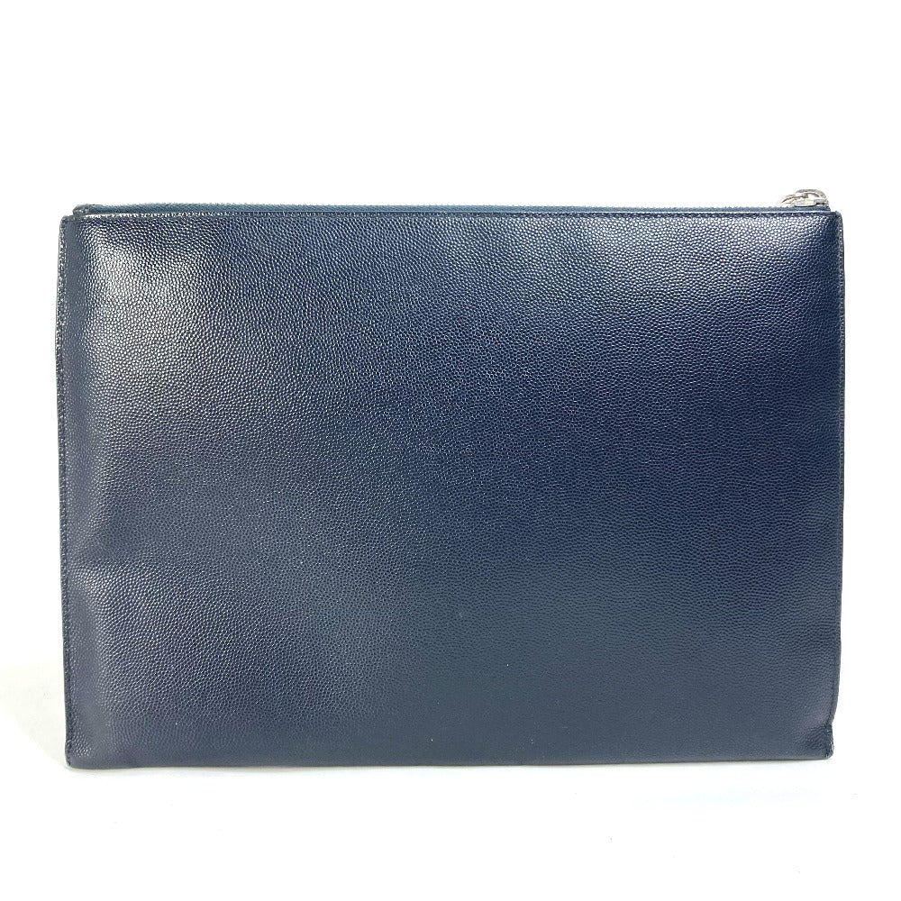 SAINT LAURENT PARIS 397294 ポーチ クラシック サンローラン ミニジップ タブレットスリーブ カバン クラッチバッグ レザー メンズ ダークネイビー
