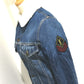 SAINT LAURENT PARIS 483202 YZ883 Logo Monogram Maxi Patch Boa Denim Jacket Cotton Women's Denim Blue x White