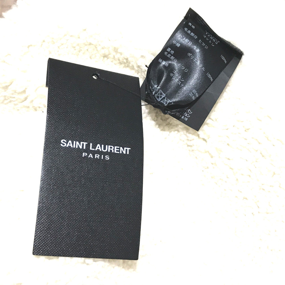 SAINT LAURENT PARIS 483202 YZ883 Logo Monogram Maxi Patch Boa Denim Jacket Cotton Women's Denim Blue x White