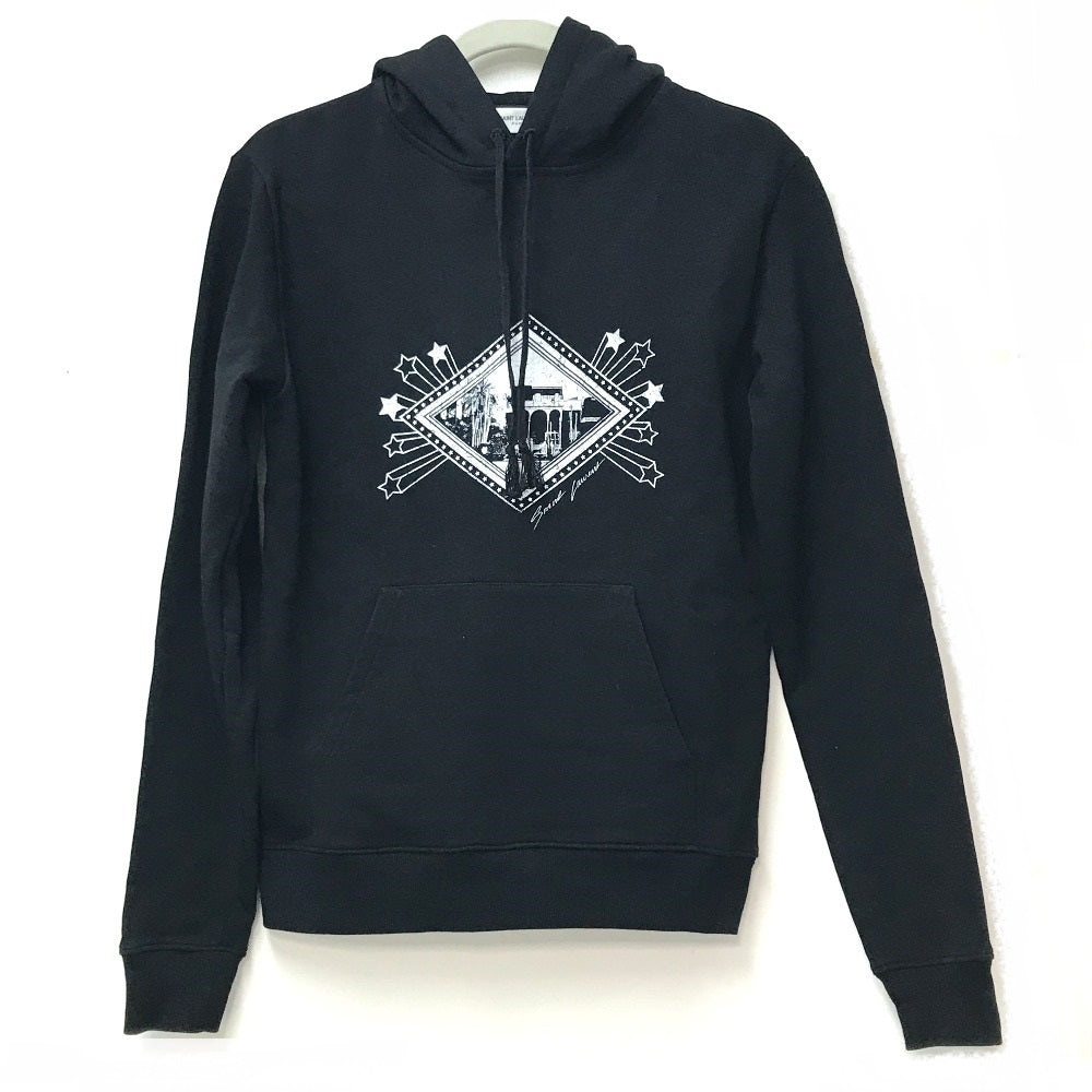 SAINT LAURENT PARIS 605507 Jardin Majorelle Hoodie, Men's Cotton Top, Black