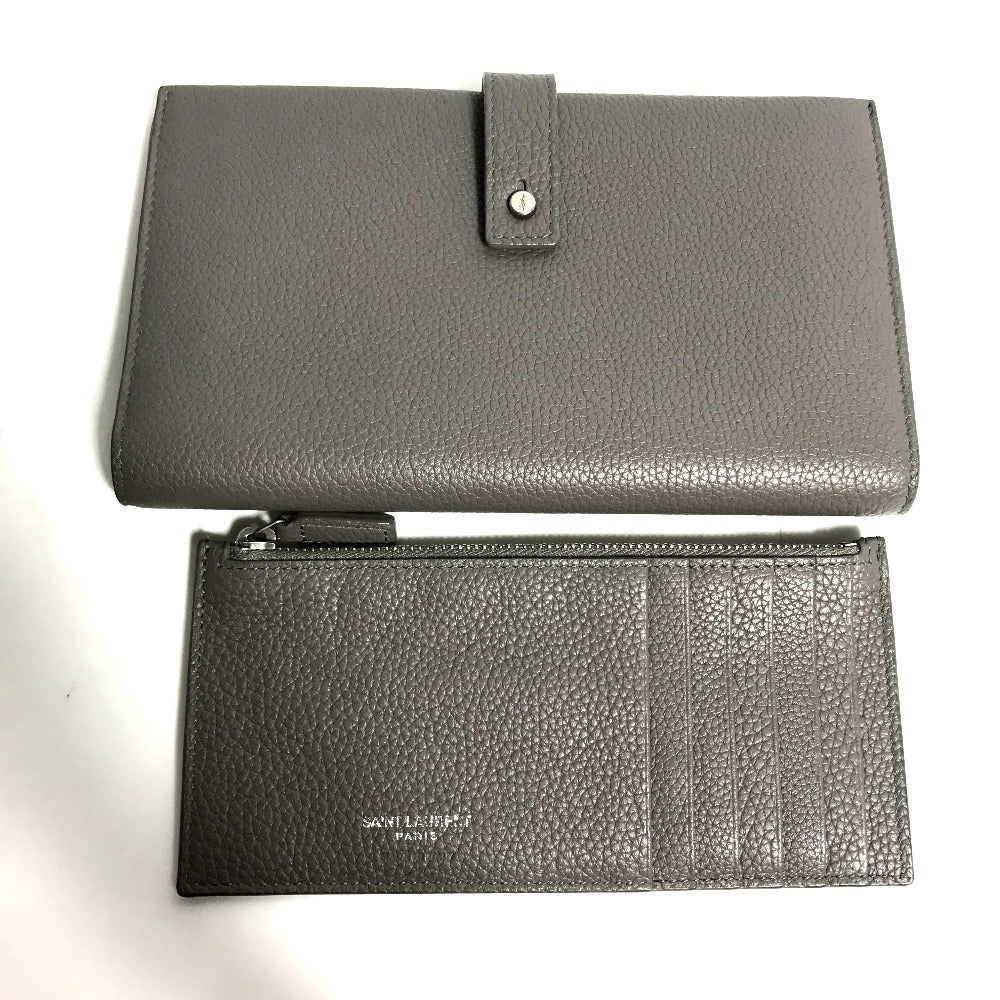 YVES SAINT LAURENT 504981 Sac de Jour Long Wallet with Coin Case, Long Leather Wallet, Women's, Gray