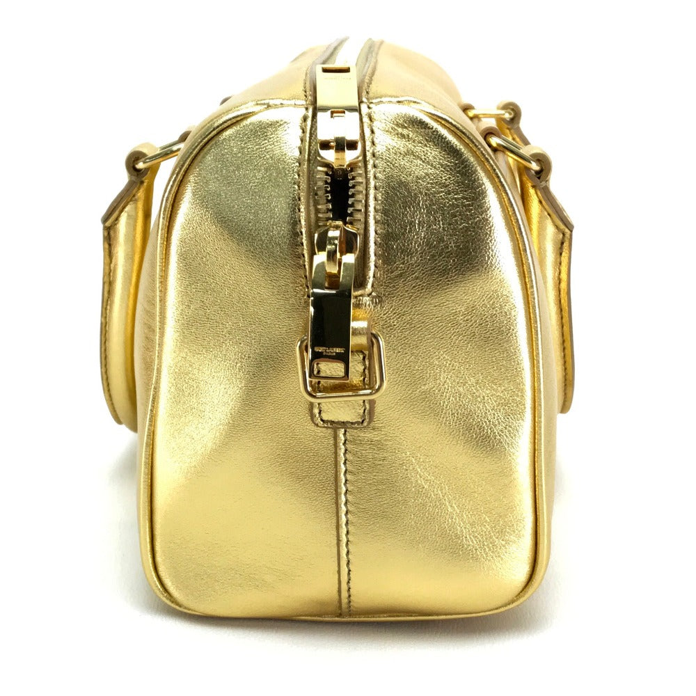 SAINT LAURENT PARIS 肩掛け 手持ち ベイビーダッフル バッグ カバン ハンドバッグ ショルダーバッグ ハンドバッグ レザー レディース ゴールド