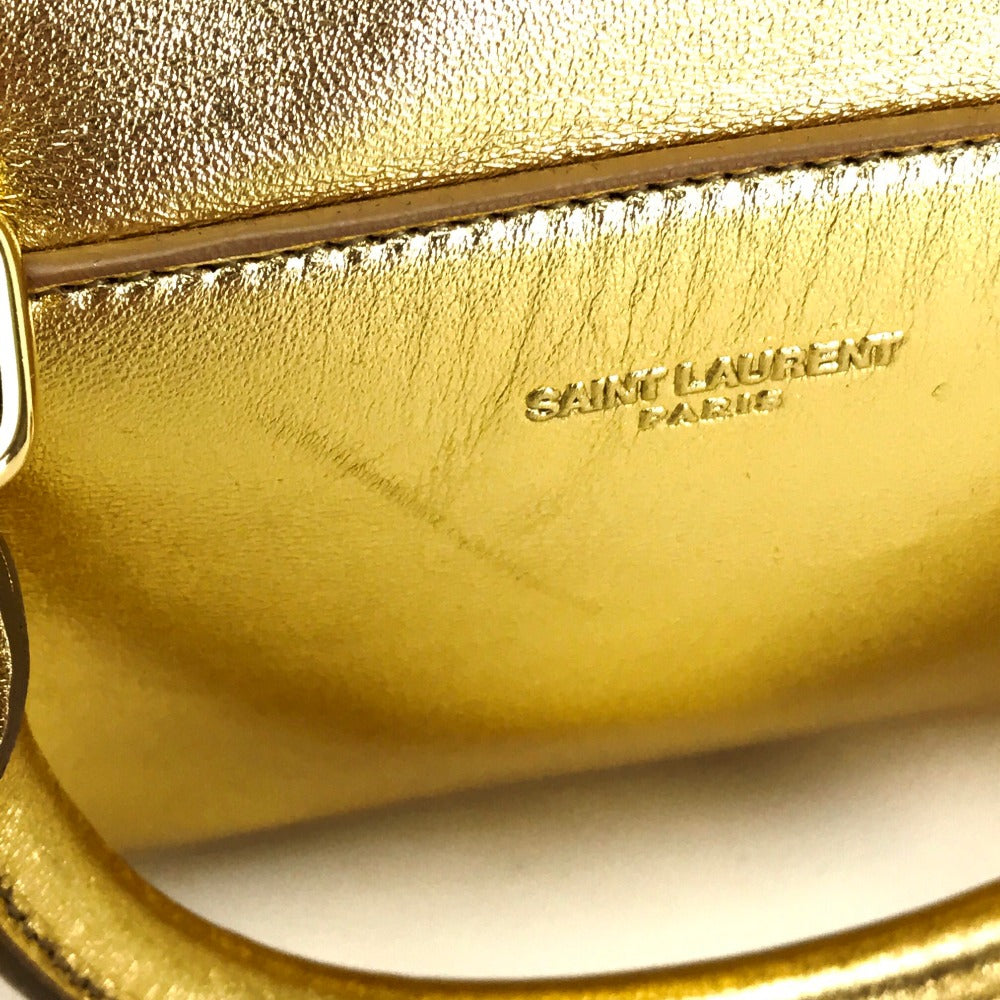 SAINT LAURENT PARIS 肩掛け 手持ち ベイビーダッフル バッグ カバン ハンドバッグ ショルダーバッグ ハンドバッグ レザー レディース ゴールド