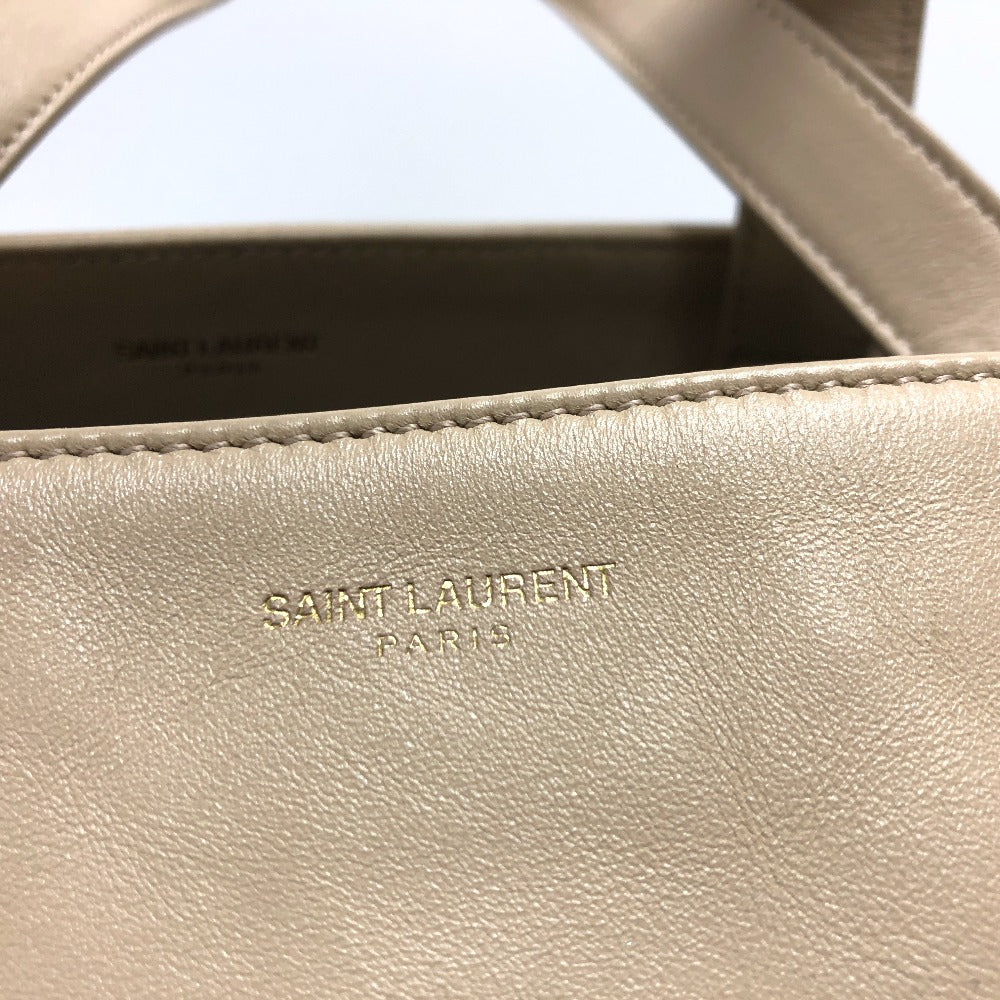 SAINT LAURENT PARIS ロゴ カバン トートバッグ バッグ ハンドバック トートバッグ レザー レディース ベージュ