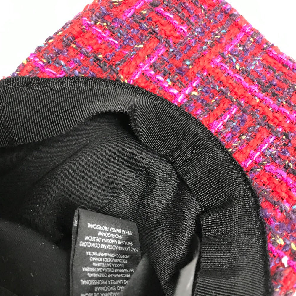 SAINT LAURENT PARIS 677545 Logo Tweed Baseball Cap, Wool, Women's, Red