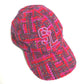 SAINT LAURENT PARIS 677545 Logo Tweed Baseball Cap, Wool, Women's, Red