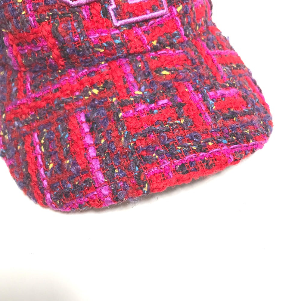 SAINT LAURENT PARIS 677545 Logo Tweed Baseball Cap, Wool, Women's, Red