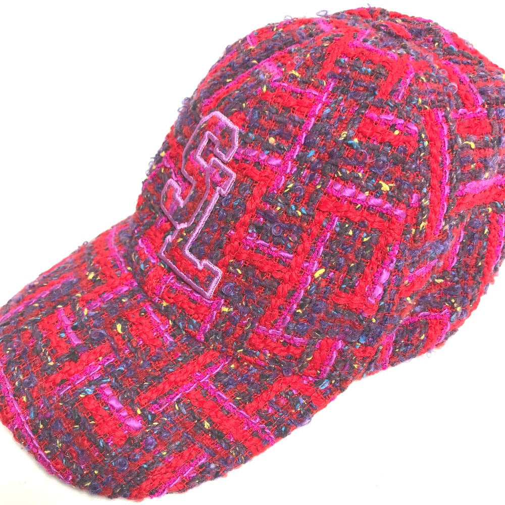 SAINT LAURENT PARIS 677545 Logo Tweed Baseball Cap, Wool, Women's, Red