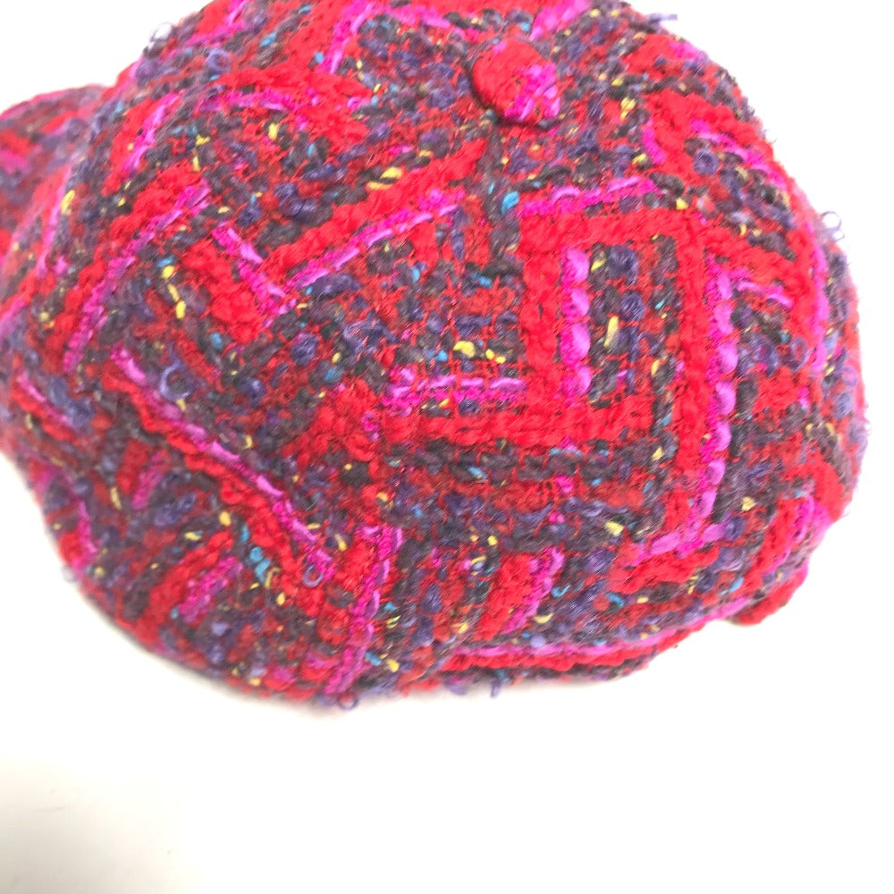 SAINT LAURENT PARIS 677545 Logo Tweed Baseball Cap, Wool, Women's, Red