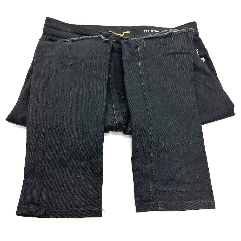 SAINT LAURENT PARIS D01 W/SK-LW クラッシュ ダメージ スキニー ジーンズ アパレル ボトムス デニムパンツ コットン レディース ブラック