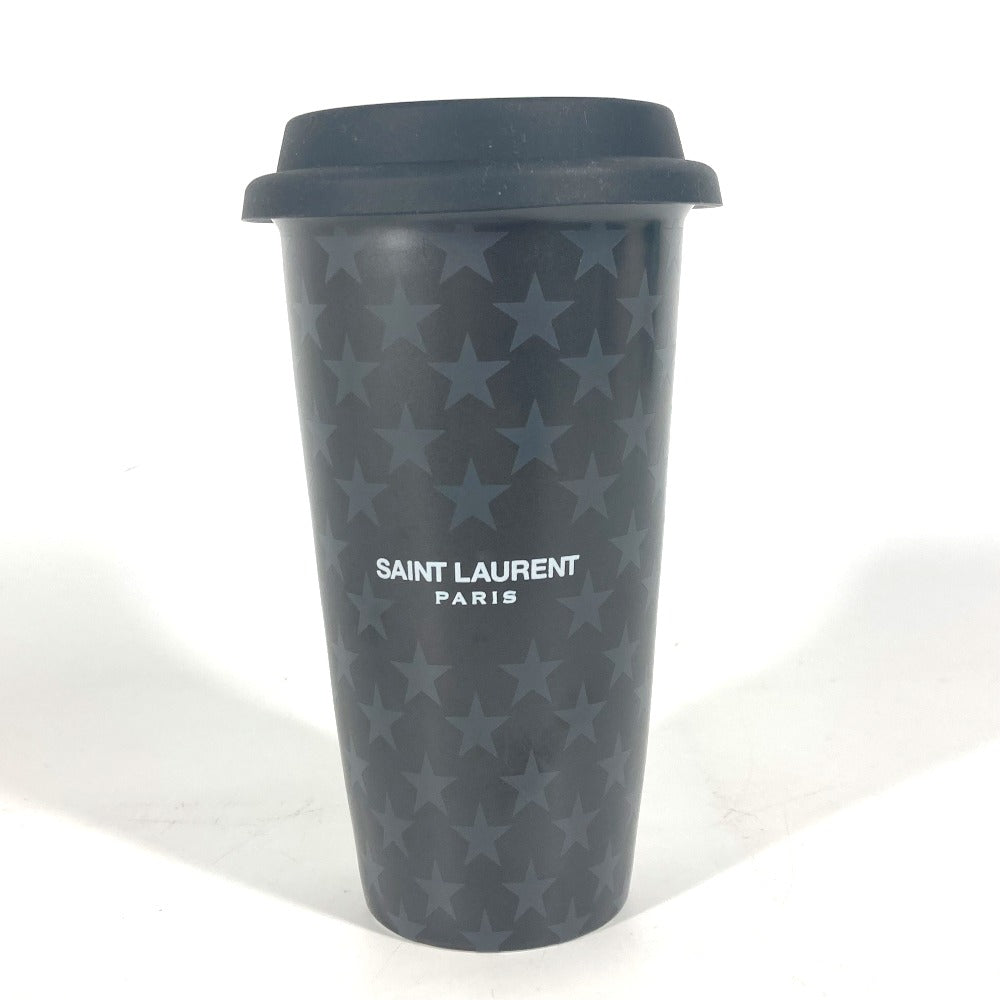 SAINT LAURENT PARIS 692534 コップ カップ ロゴ スター 蓋付き ウォーターボトル 水筒 インテリア タンブラー 陶器 ユニセックス ブラック - brandshop-reference