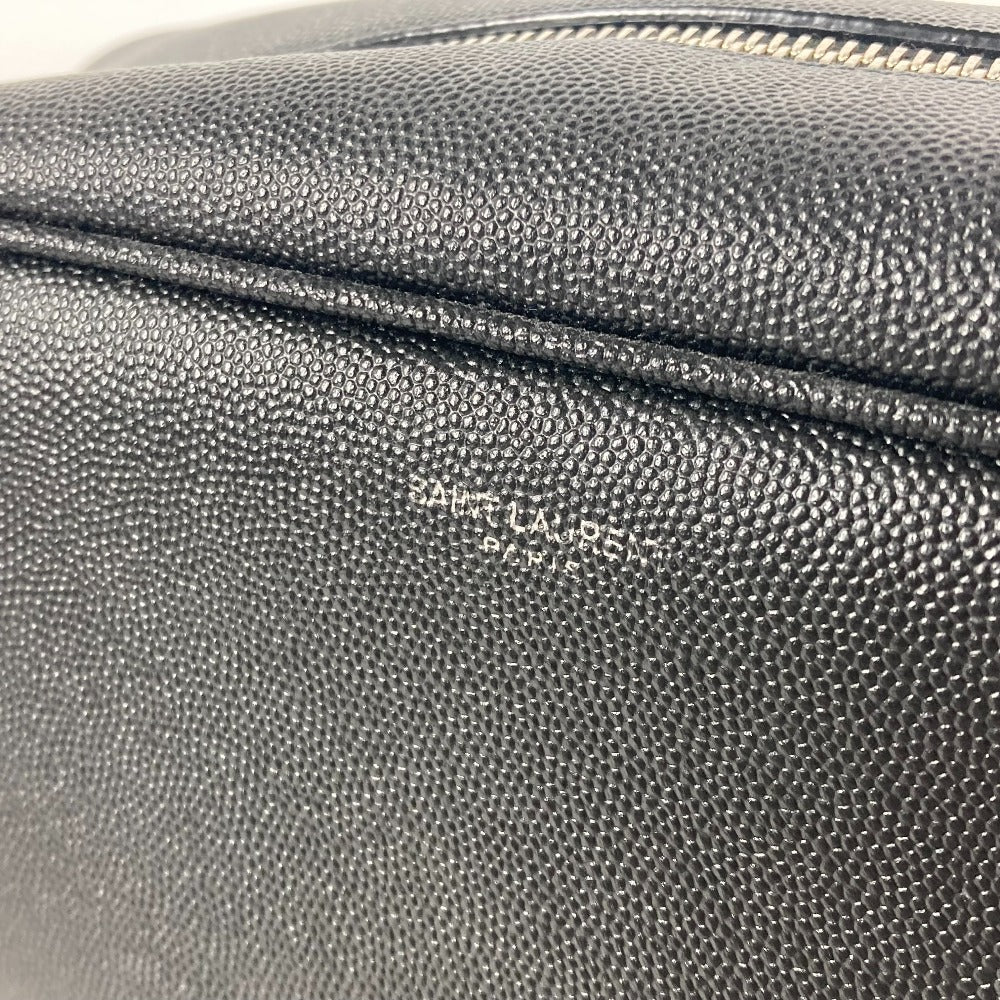 SAINT LAURENT PARIS 609347 ロゴ 持ち手つき グルーミングケース ポーチ カバン セカンドバッグ レザー メンズ ブラック