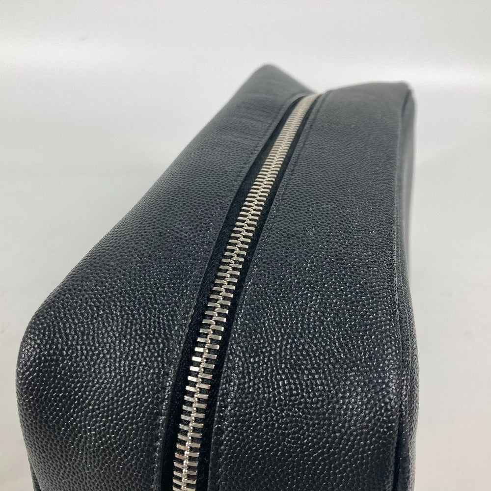 SAINT LAURENT PARIS 609347 ロゴ 持ち手つき グルーミングケース ポーチ カバン セカンドバッグ レザー メンズ ブラック