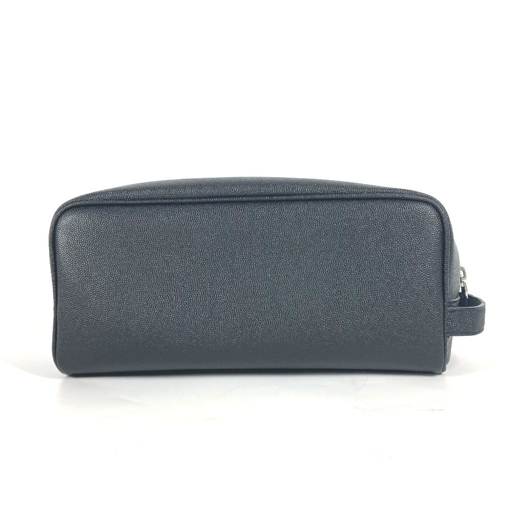 SAINT LAURENT PARIS 609347 ロゴ 持ち手つき グルーミングケース ポーチ カバン セカンドバッグ レザー メンズ ブラック