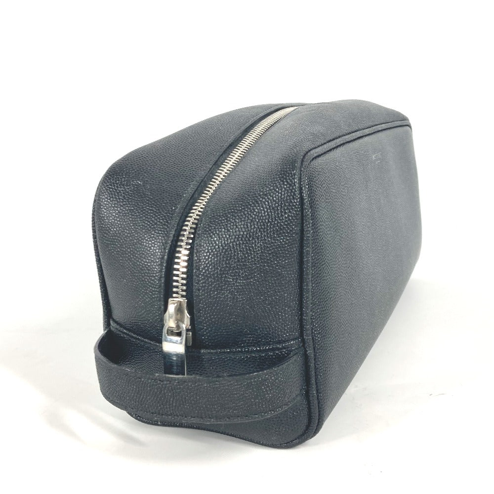 SAINT LAURENT PARIS 609347 ロゴ 持ち手つき グルーミングケース ポーチ カバン セカンドバッグ レザー メンズ ブラック