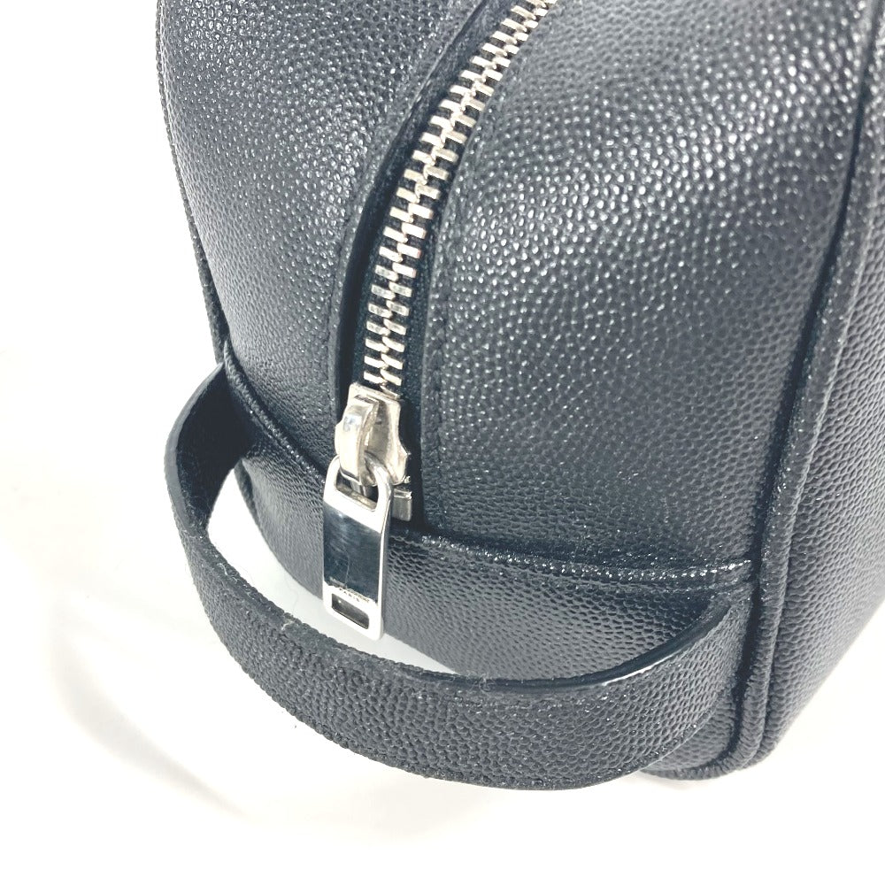 SAINT LAURENT PARIS 609347 ロゴ 持ち手つき グルーミングケース ポーチ カバン セカンドバッグ レザー メンズ ブラック