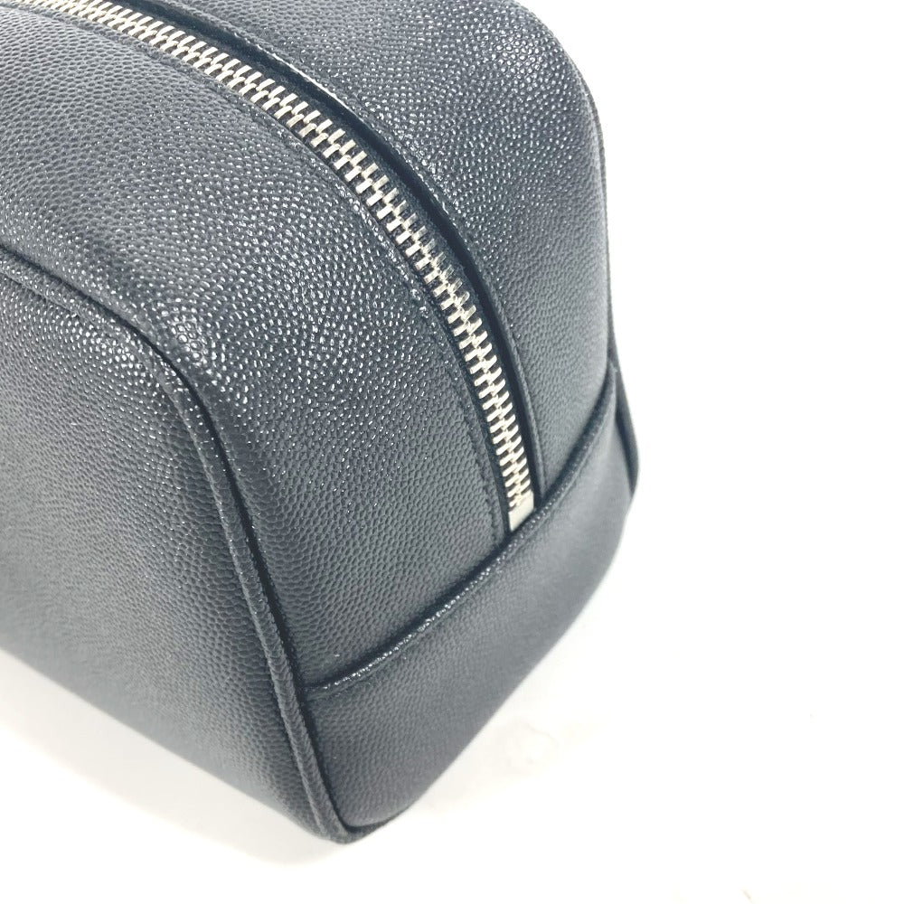 SAINT LAURENT PARIS 609347 ロゴ 持ち手つき グルーミングケース ポーチ カバン セカンドバッグ レザー メンズ ブラック
