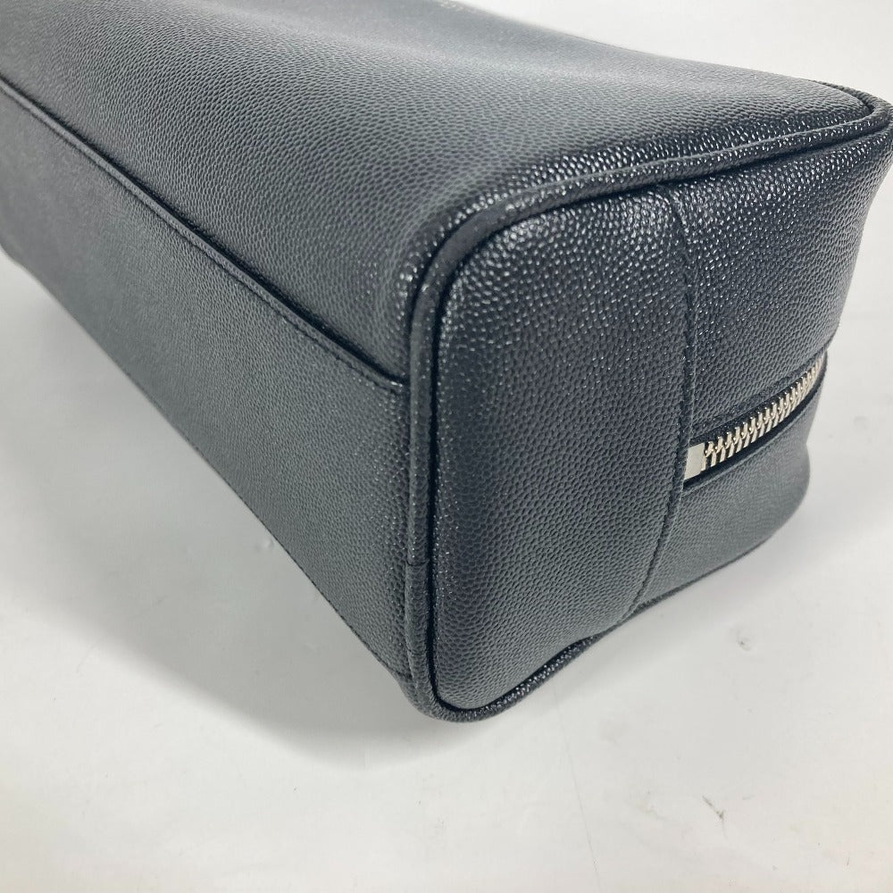 SAINT LAURENT PARIS 609347 ロゴ 持ち手つき グルーミングケース ポーチ カバン セカンドバッグ レザー メンズ ブラック