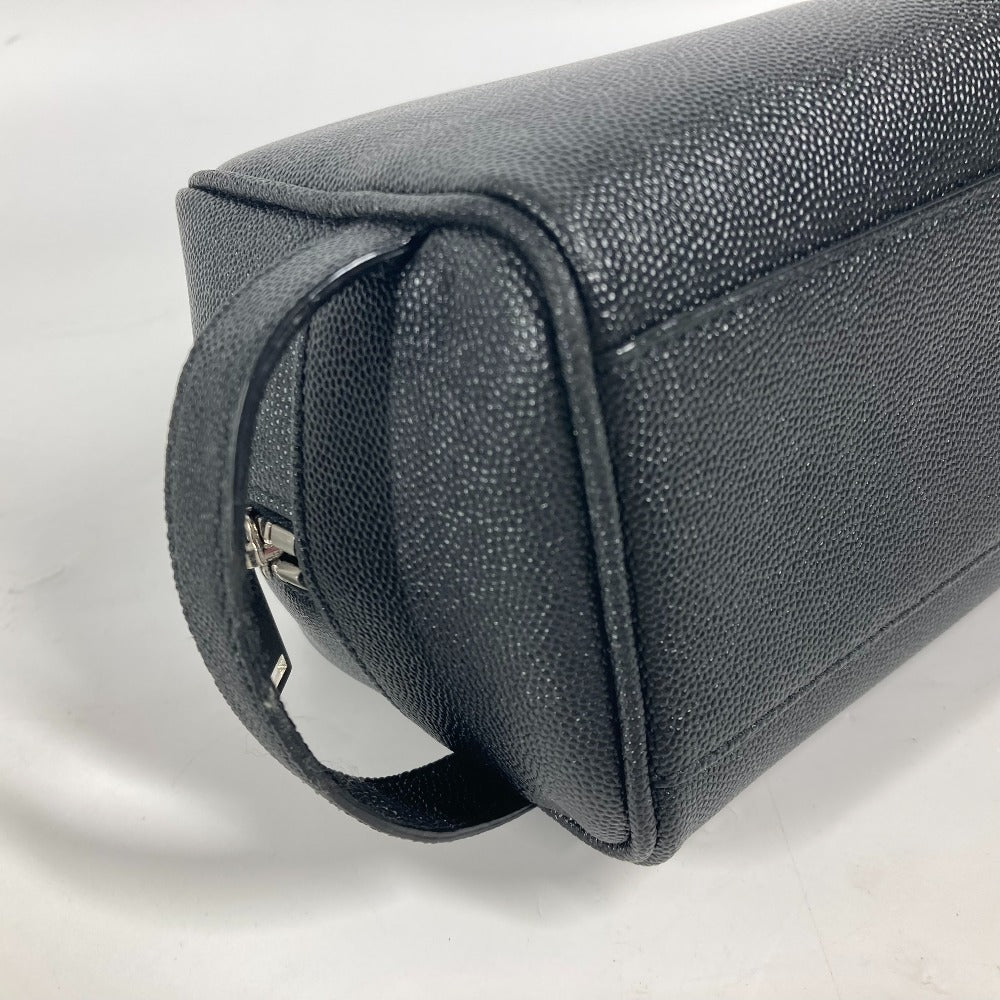 SAINT LAURENT PARIS 609347 ロゴ 持ち手つき グルーミングケース ポーチ カバン セカンドバッグ レザー メンズ ブラック